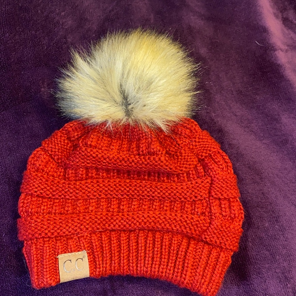 CC Womens Fur Pom Beanie Hat